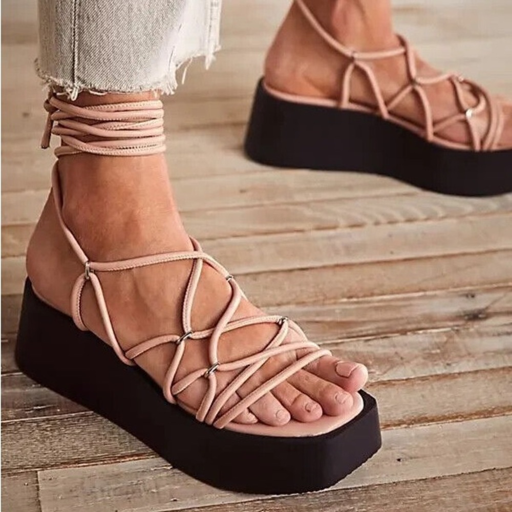 Free People Georgie Wrap Wedge Sandals